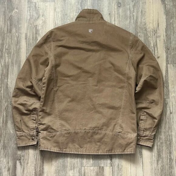Kuhl Burr Espresso Brown Canvas Vintage Patina Dye Full Zip Jacket Size Small - Picture 5 of 5